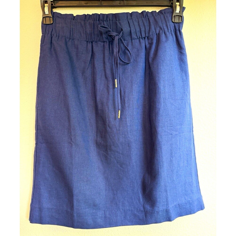 Jones New York Women’s Blue Solid Linen Blend Straight Pencil Knee Skirt XS